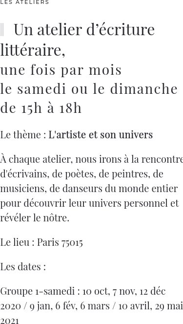 Capture d'écran d'une page du site