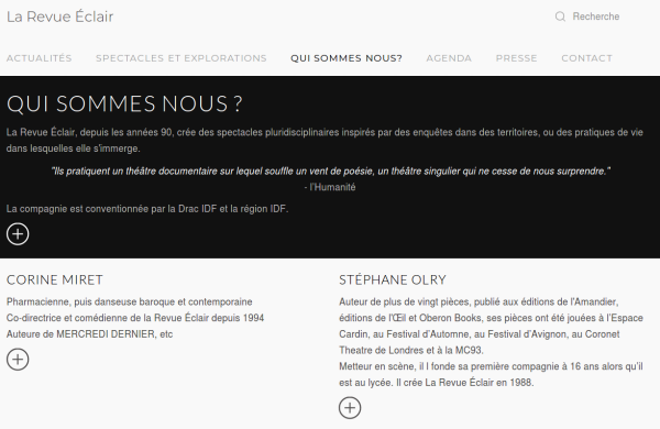 Capture d'écran d'une page du site