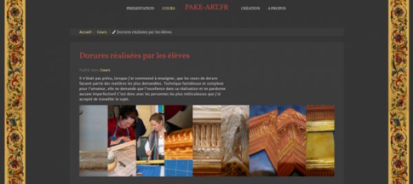Capture d'écran d'une page du site