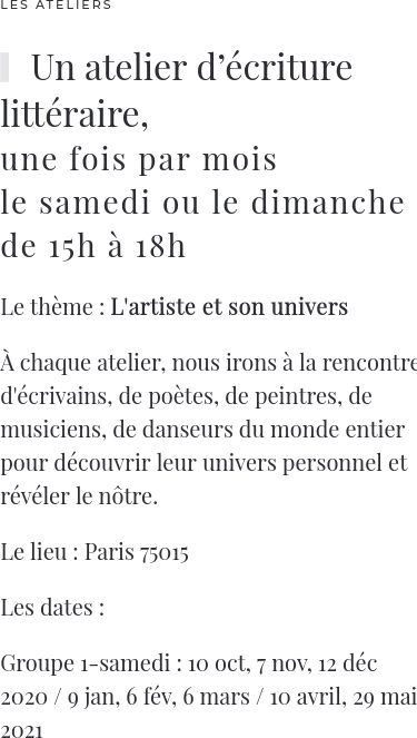 Capture d'écran d'une page du site