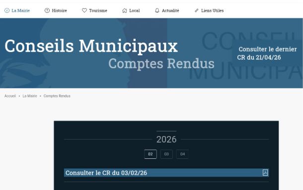 Capture d'écran d'une page du site